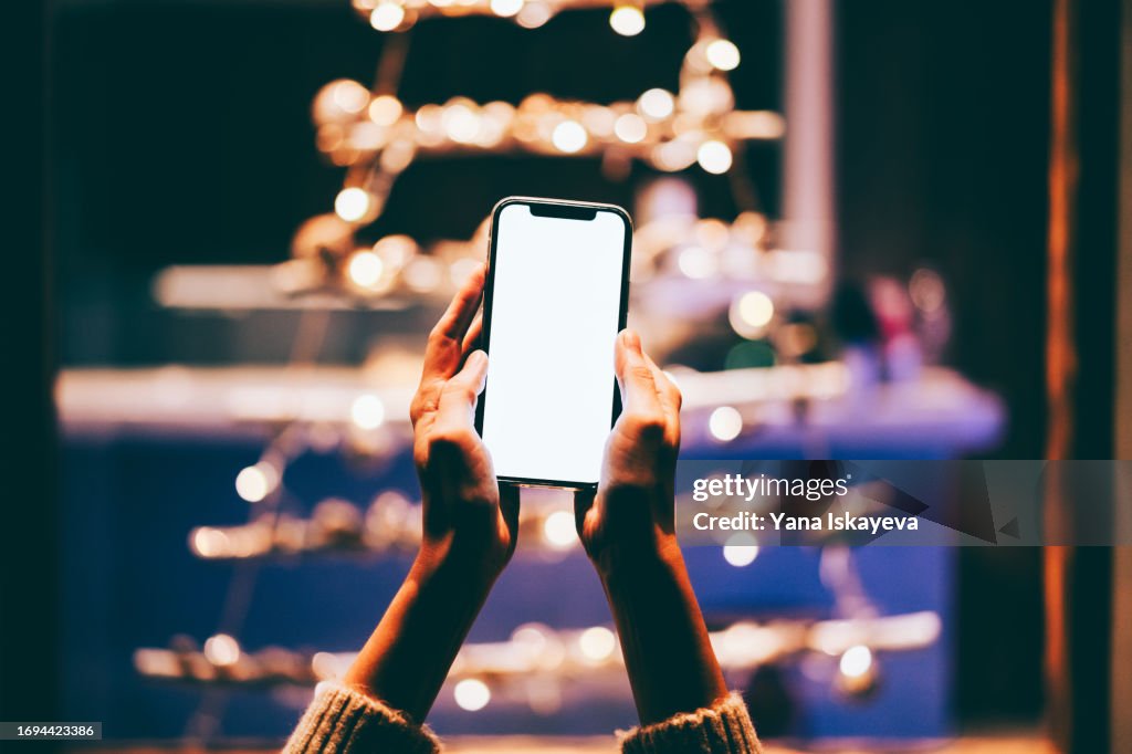 A festive mobile phone screen template for Christmas and New Year advertisement