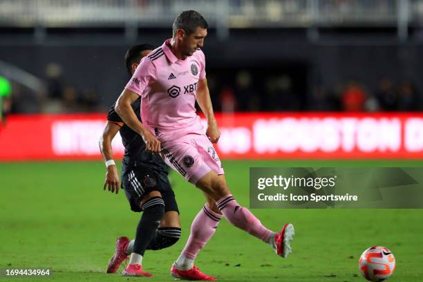 Inter Miami defender Sergii Kryvtsov passes the ball during the 2023 Lamar Hunt U.S. Open Final between the Houston Dynamo on September 27, 2023 at...