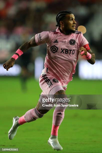 Inter Miami defender DeAndre Yedlin hustles after the ball during the 2023 Lamar Hunt U.S. Open Final between the Houston Dynamo on September 27,...
