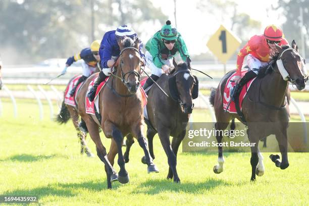 Miss You Too ridden by Billy Egan wins the The Property Group Maiden Plate at Moe Racecourse on September 28, 2023 in Moe, Australia.