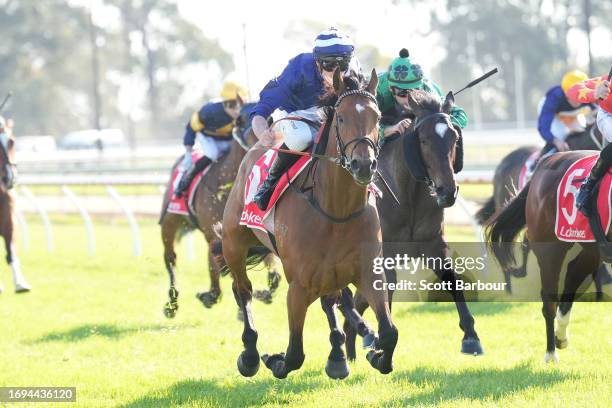 Miss You Too ridden by Billy Egan wins the The Property Group Maiden Plate at Moe Racecourse on September 28, 2023 in Moe, Australia.