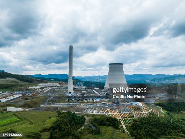 Photo taken on Sept 27, 2023 shows the Weihe Power Plant under construction in Bijie, Southwest China's Guizhou province.