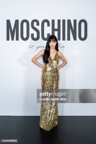 Tiffany Young at the Moschino fashion show during the Milan Fashion Week Womenswear Spring/Summer 2024 on September 21, 2023 in Milan, Italy.