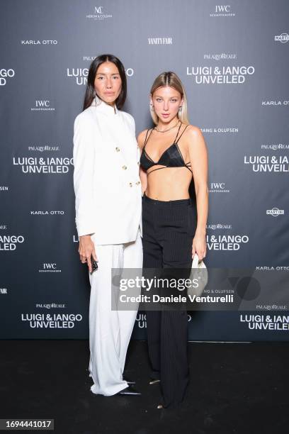 Julie Pelipas and Mary Furtas attend the Luigi & Iango Unveiled Exhibition Opening at Palazzo Reale on September 21, 2023 in Milan, Italy.