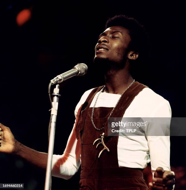 Jamaican singer Jimmy Cliff sings on stage in London, England, August 19, 1970.