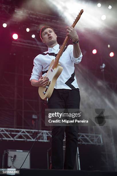 David Maclean of Django Django performing on stage on Day 3 of Primavera Sound Festival on May 24, 2013 in Barcelona, Spain.