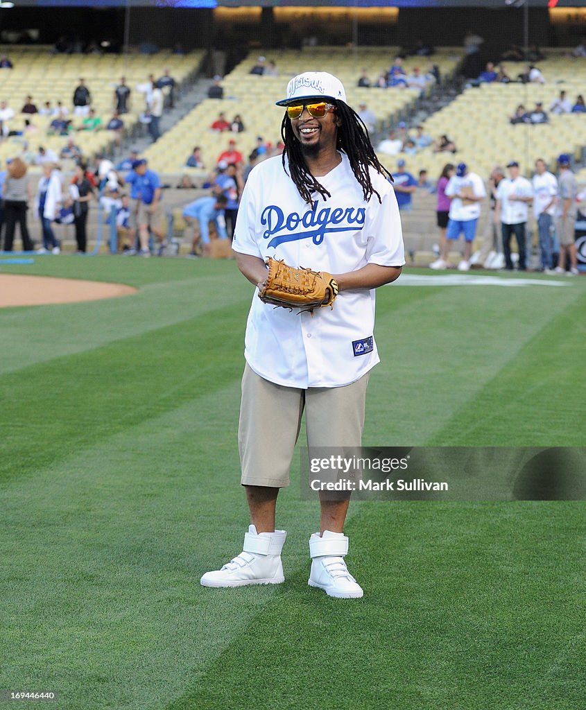 Lil Jon Throws Out Ceremonial First Pitch At Dodgers Game
