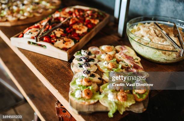 catering food for a special event. - small dinner party stock pictures, royalty-free photos & images