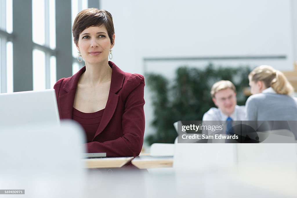 Lächelnd Geschäftsfrau mit laptop