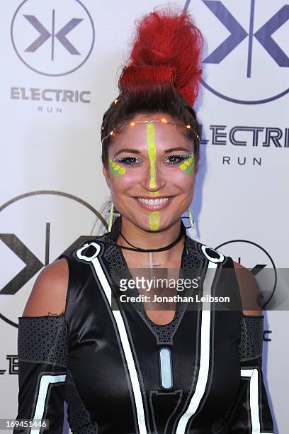 Charissa Saverio aka DJ Rap attends the Electric Run Los Angeles Hosted By Vanessa Hudgens at The Home Depot Center on May 24, 2013 in Carson,...