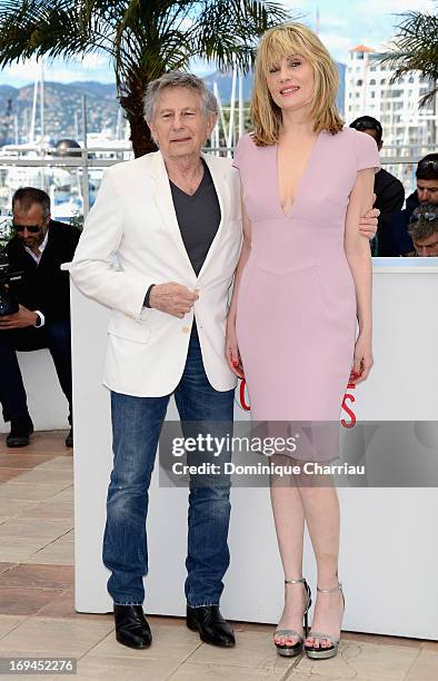 Director Roman Polanski and actress Emmanuelle Seigner attend the photocall for 'La Venus A La Fourrure' at The 66th Annual Cannes Film Festival at...