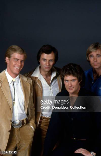 Steven Ford, Tristan Rogers, David Hasselhoff and Dennis Cole of the soap opera "The Young And The Restless" pose for a portrait in circa1980 in Las...