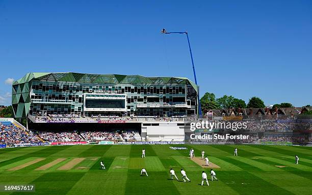 England batsman Alastair Cook cover drives a ball to the boundary during day two of 2nd Investec Test match between England and New Zealand at...