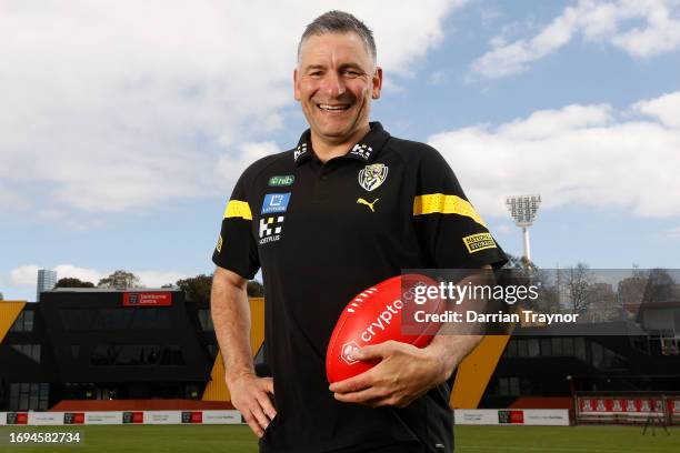 Adem Yze poses for a photo after being announced as Richmond coach during a Richmond Tigers AFL press conference at Punt Road Oval on September 22,...