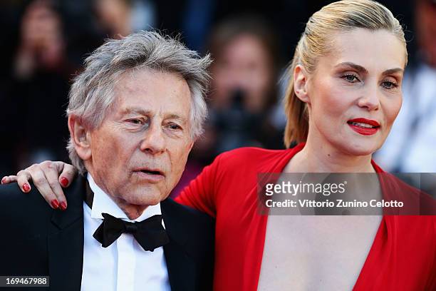 Director Roman Polanski and actress Emmanuelle Seigner attend the 'La Venus A La Fourrure' premiere during The 66th Annual Cannes Film Festival at...