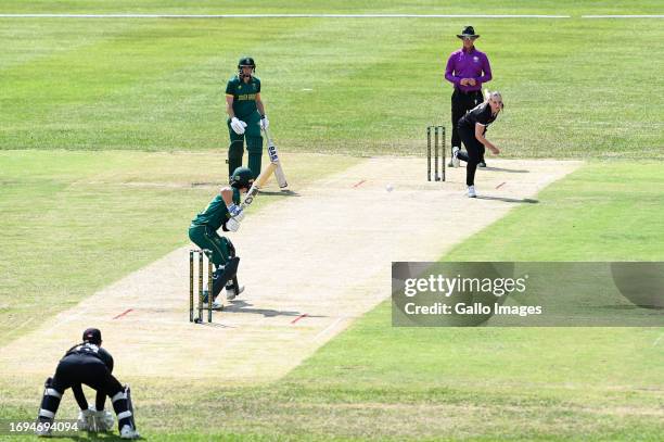 Jess Kerr of New Zealand during the ICC Women's Championship, 2nd ODI match between South Africa and New Zealand at AET Pietermaritzburg Oval on...