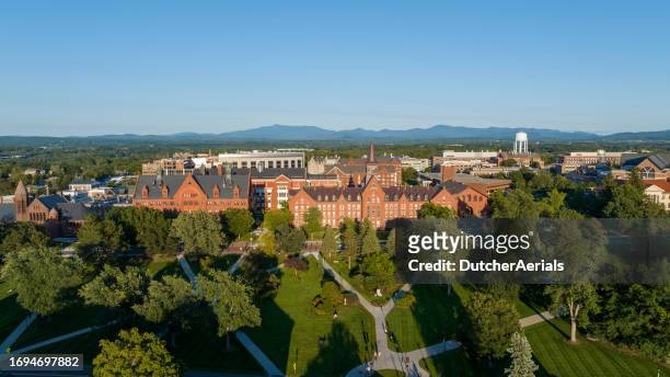 aerial view of the university of vermont - burlington vermont stock pictures, royalty-free photos & images