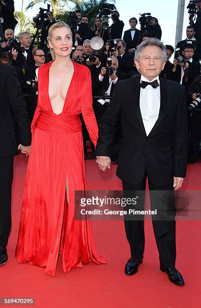 Emmanuelle Seigner and Roman Polanski attend the Premiere of 'La Venus A La Fourrure' at The 66th Annual Cannes Film Festival on May 25, 2013 in...