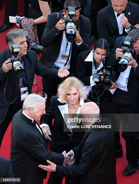Actress Kim Novak and her husband Robert Malloy are welcomed on May 25, 2013 by the President of the Cannes International Film Festival Gilles Jacob...