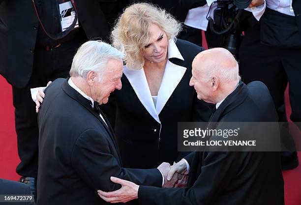 Actress Kim Novak and her husband Robert Malloy are welcomed on May 25, 2013 by the President of the Cannes International Film Festival Gilles Jacob...