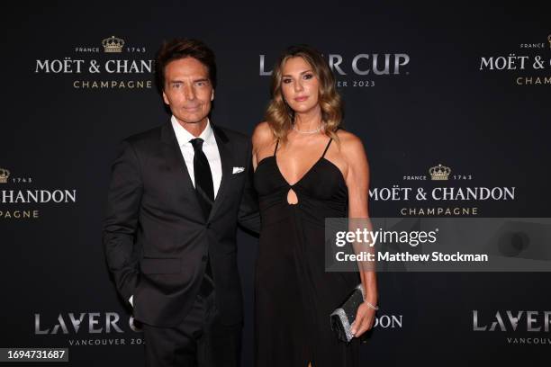 Richard Marx and Daisy Fuentes arrive on the black carpet for the Laver Cup Gala ahead of the Laver Cup at Rogers Arena on September 21, 2023 in...