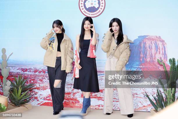 Ryujin, Lia, and Chaeryeong, member of the K-pop girl group ITZY, attended the launch event for the collaboration between CANADA GOOSE, fashion...