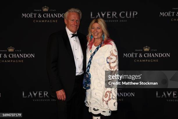 Captain Bjorn Borg of Team Europe and his wife Patricia Ostfeldt arrive on the black carpet for the Laver Cup Gala ahead of the Laver Cup at Rogers...