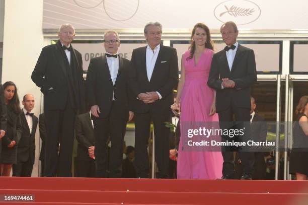 Cannes Film Festival artistic director Thierry Fremaux, Chairman of the Cannes Film Festival Gilles Jacob, actor Alain Delon, Aurelie Filippetti and...