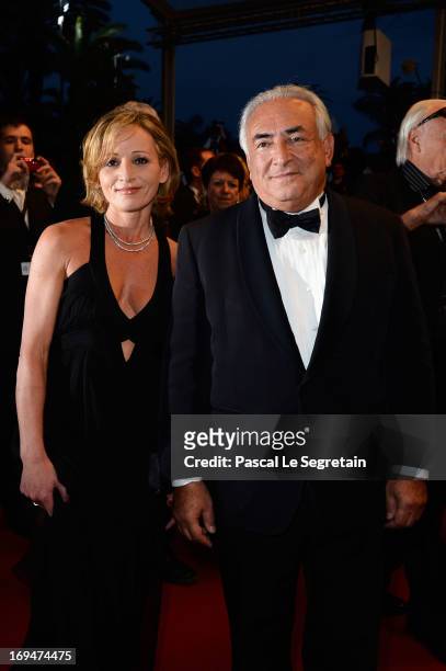 Dominique Strauss-Kahn and Myriam L'Aouffir attend Tribute To Alain Delon during The 66th Annual Cannes Film Festival at the Palais des Festivals on...