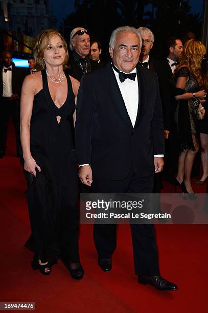 Dominique Strauss-Kahn and Myriam L'Aouffir attend Tribute To Alain Delon during The 66th Annual Cannes Film Festival at the Palais des Festivals on...