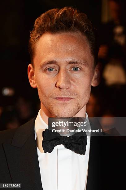 Actor Tom Hiddleston attends the Premiere of 'Only Lovers Left Alive' during the 66th Annual Cannes Film Festival at the Palais des Festivals on May...