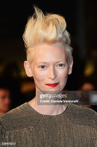 Actress Tilda Swinton attends the Premiere of 'Only Lovers Left Alive' during the 66th Annual Cannes Film Festival at the Palais des Festivals on May...