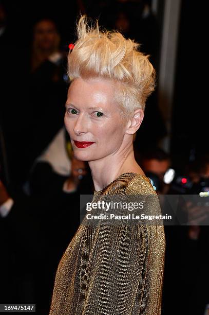 Actress Tilda Swinton attends the 'Only Lovers Left Alive' premiere during The 66th Annual Cannes Film Festival at the Palais des Festivals on May...