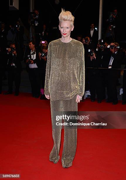 Actress Tilda Swinton attends the Premiere of 'Only Lovers Left Alive' during the 66th Annual Cannes Film Festival at the Palais des Festivals on May...