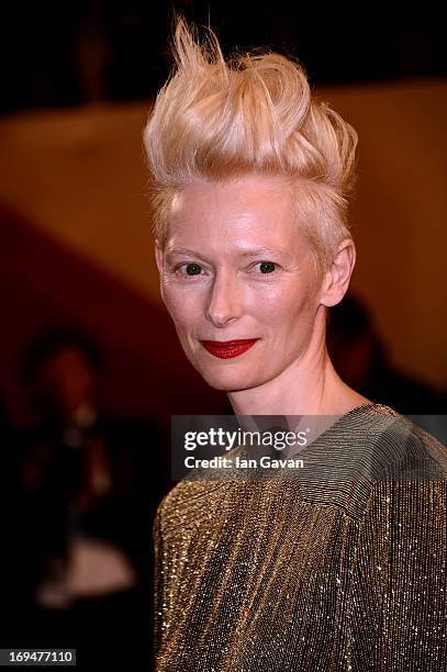 Actress Tilda Swinton attends the 'Only Lovers Left Alive' premiere during The 66th Annual Cannes Film Festival at the Palais des Festivals on May...