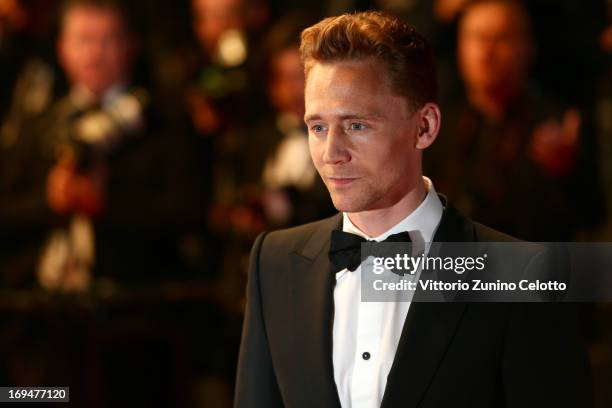 Actor Tom Hiddleston attends the 'Only Lovers Left Alive' premiere during The 66th Annual Cannes Film Festival at the Palais des Festivals on May 25,...