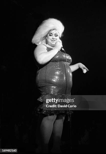 Singer and drag artist Divine perfoming at Heaven nightclub, London, on 28th September 1981.