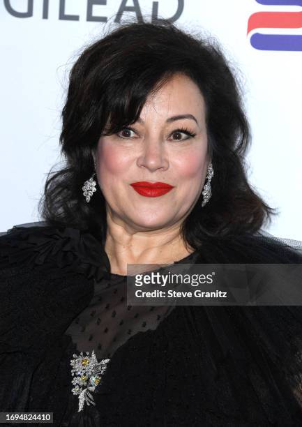 Jennifer Tilly arrives at the The Elizabeth Taylor Ball To End AIDS at The Beverly Hills Hotel on September 21, 2023 in Beverly Hills, California.