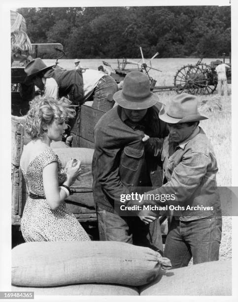 Cassie Yates with Robert Blake and Randy Quaid in a scene from the television film 'Of Mice And Men', 1981.