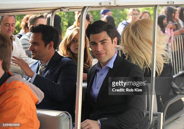 Max Greenfield and Jake Johnson attends FOX 2103 Programming Presentation Post-Party at Wollman Rink - Central Park on May 13, 2013 in New York City.