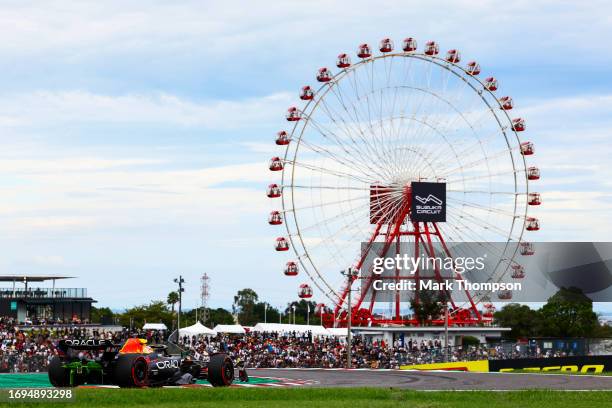 Max Verstappen of the Netherlands driving the Oracle Red Bull Racing RB19 on track during practice ahead of the F1 Grand Prix of Japan at Suzuka...