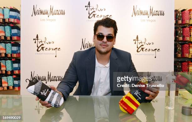 Rob Kardashian during his new Arthur George by Rob Kardashian sock collection unveiling at Neiman Marcus on May 25, 2013 in Las Vegas, Nevada.