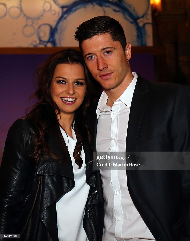 Lewandowski Friend Robert Lewandowski poses with his girl friend during the Borussia ...