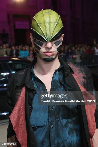 Guests, dressed with fancy costumes attend the 'Life Ball 2013 - Magenta Carpet Arrivals' at City Hall on May 25, 2013 in Vienna, Austria.