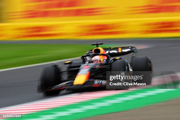 Max Verstappen of the Netherlands driving the Oracle Red Bull Racing RB19 on track during practice ahead of the F1 Grand Prix of Japan at Suzuka...