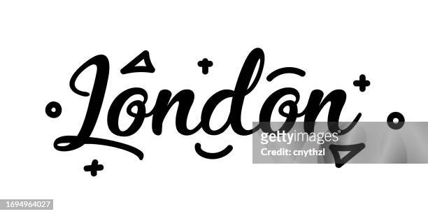 london city typography lettering banner design. tourism, city, travel, england - by the thames stock illustrations