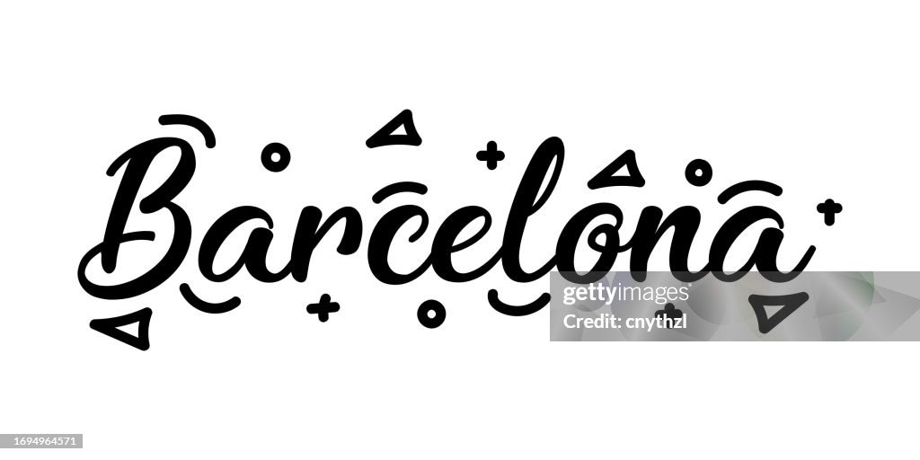 Barcelona City Typography Lettering Banner Design. Tourism, City, Travel, Spain