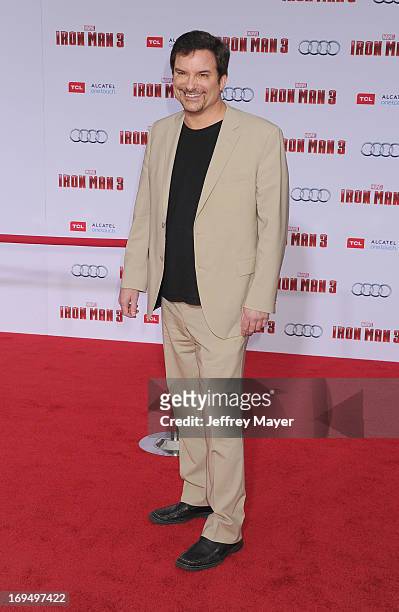 Writer/director Shane Black arrives at the Los Angeles Premiere of "Iron Man 3" at the El Capitan Theatre on April 24, 2013 in Hollywood, California.