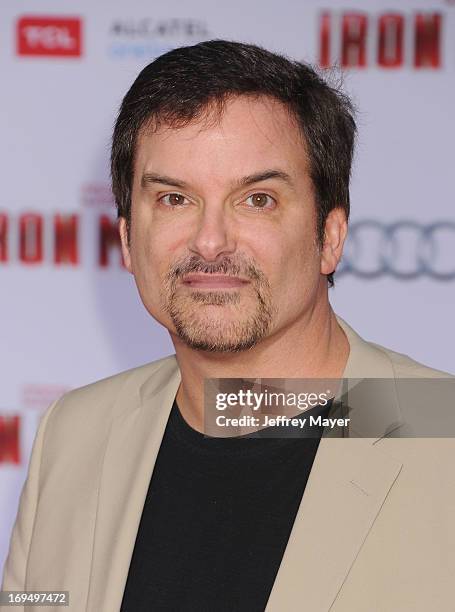 Writer/director Shane Black arrives at the Los Angeles Premiere of "Iron Man 3" at the El Capitan Theatre on April 24, 2013 in Hollywood, California.
