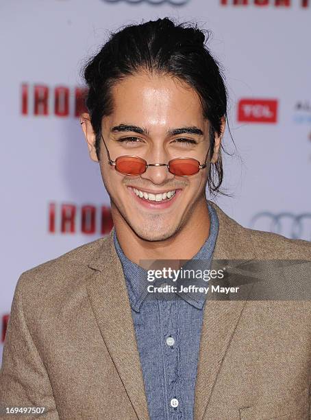 Actor Avon Jogia arrives at the Los Angeles Premiere of "Iron Man 3" at the El Capitan Theatre on April 24, 2013 in Hollywood, California.